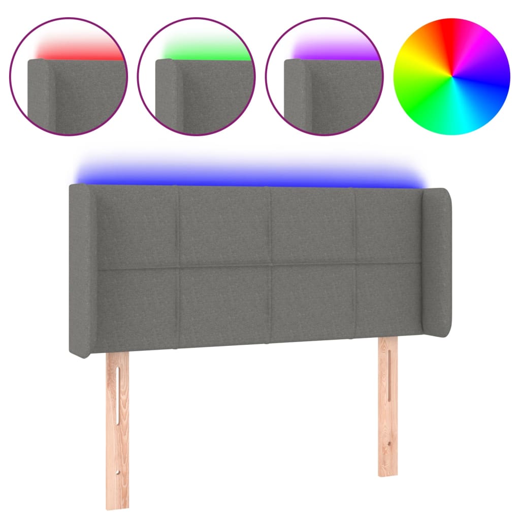 Testiera a LED Grigio Scuro 93x16x78/88 cm in Tessuto - homemem39