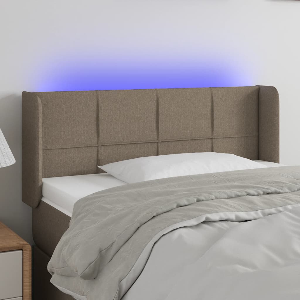Testiera a LED Tortora 93x16x78/88 cm in Tessuto - homemem39