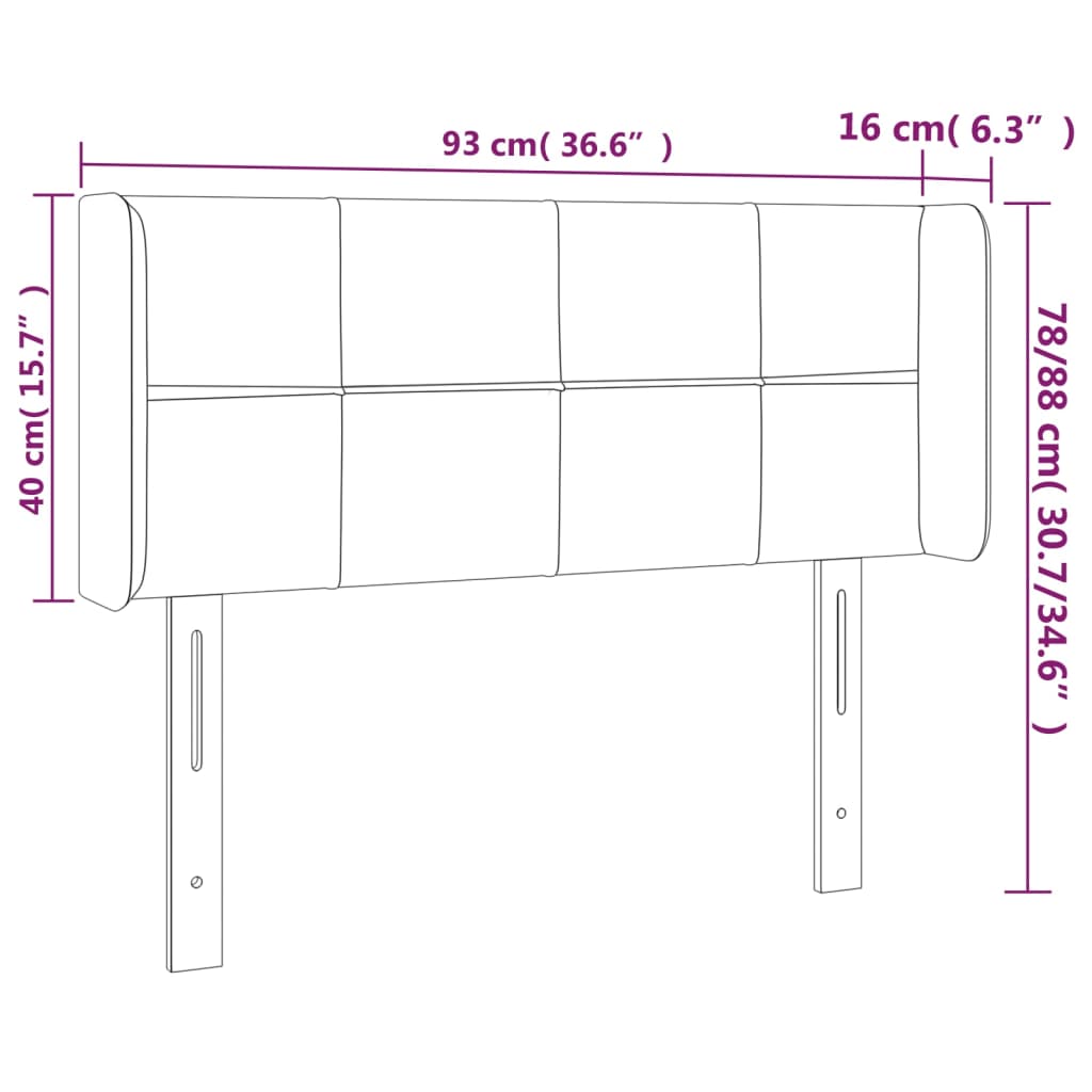 Testiera a LED Crema 93x16x78/88 cm in Tessuto - homemem39