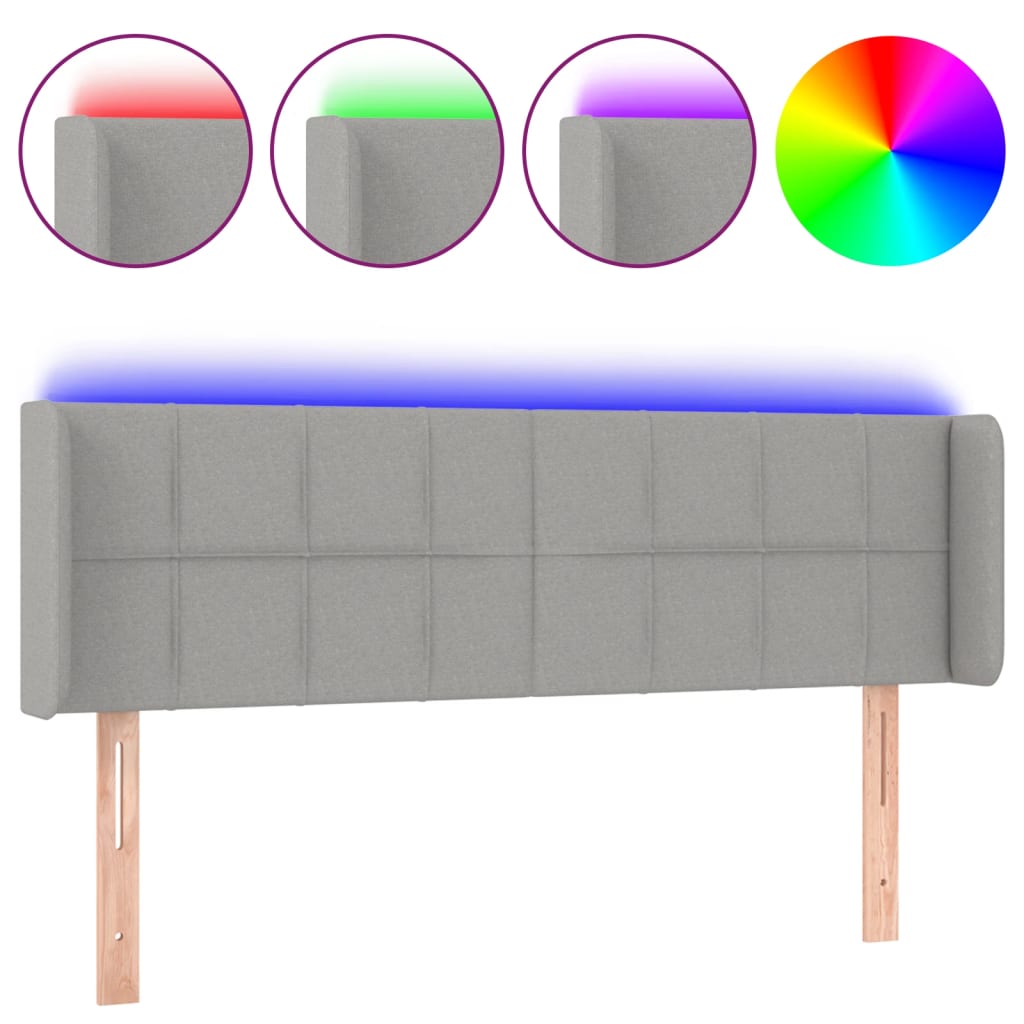 Testiera Grigio Chiaro a LED 147x16x78/88 cm in Tessuto - homemem39