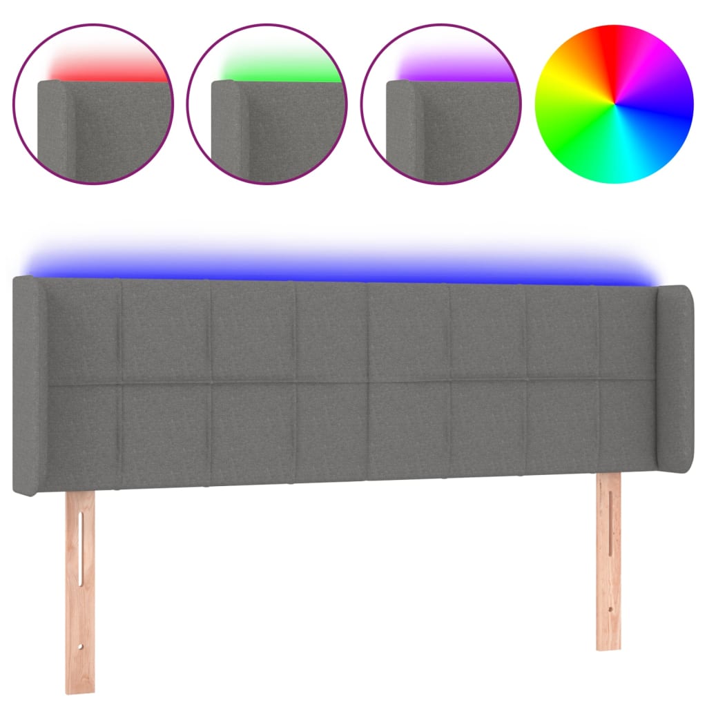 Testiera a LED Grigio Scuro 147x16x78/88 cm in Tessuto - homemem39
