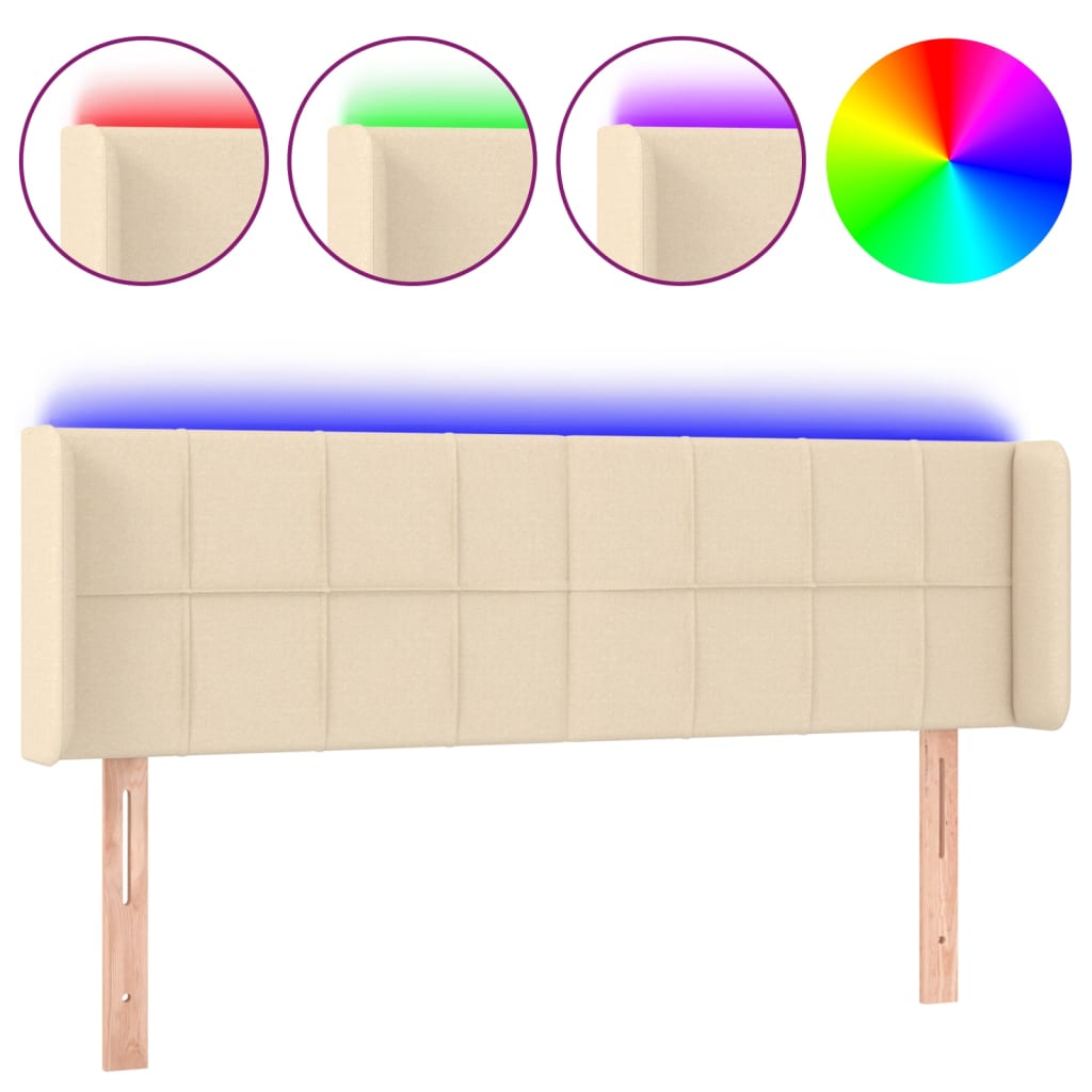 Testiera a LED Crema 147x16x78/88 cm in Tessuto - homemem39
