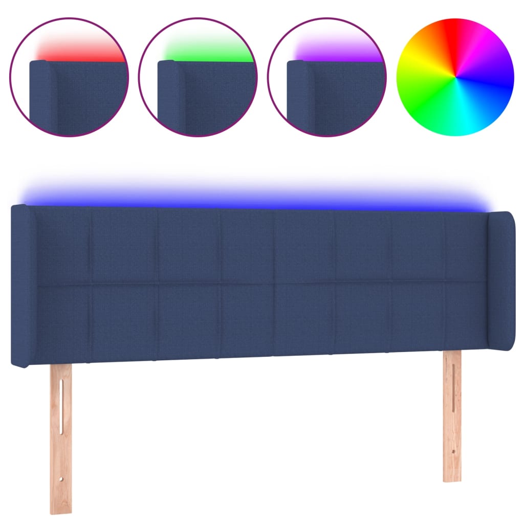 Testiera a LED Blu 147x16x78/88 cm in Tessuto - homemem39