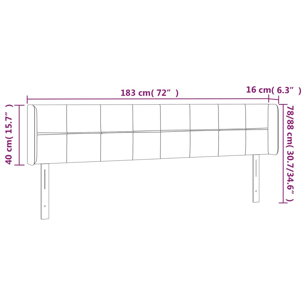 Testiera a LED Tortora 183x16x78/88 cm in Tessuto - homemem39
