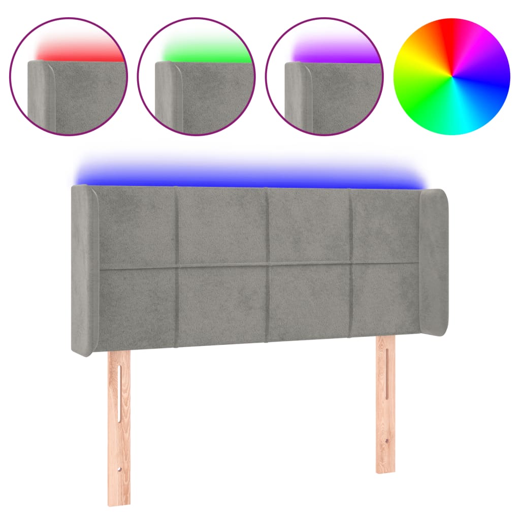 Testiera Grigio Chiaro a LED 93x16x78/88 cm in Velluto - homemem39