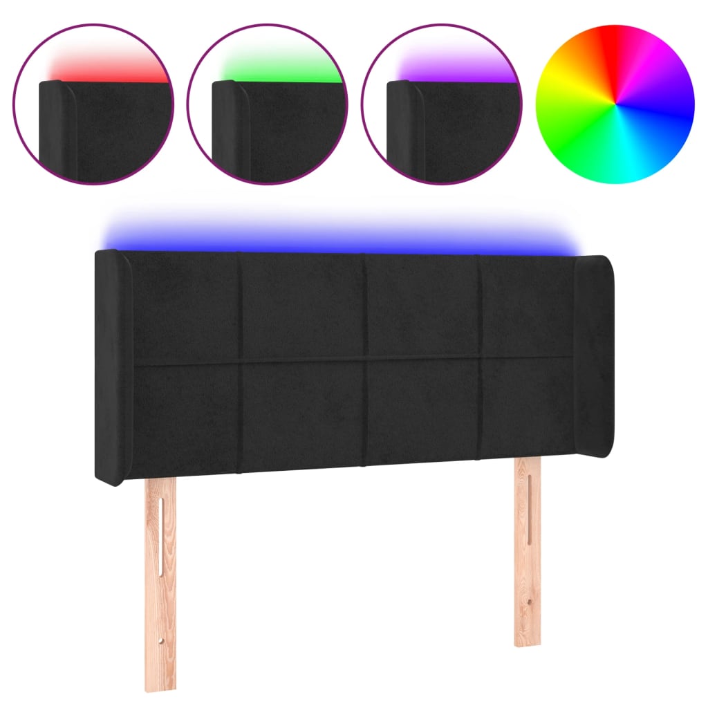 Testiera a LED Nera 93x16x78/88 cm in Velluto - homemem39