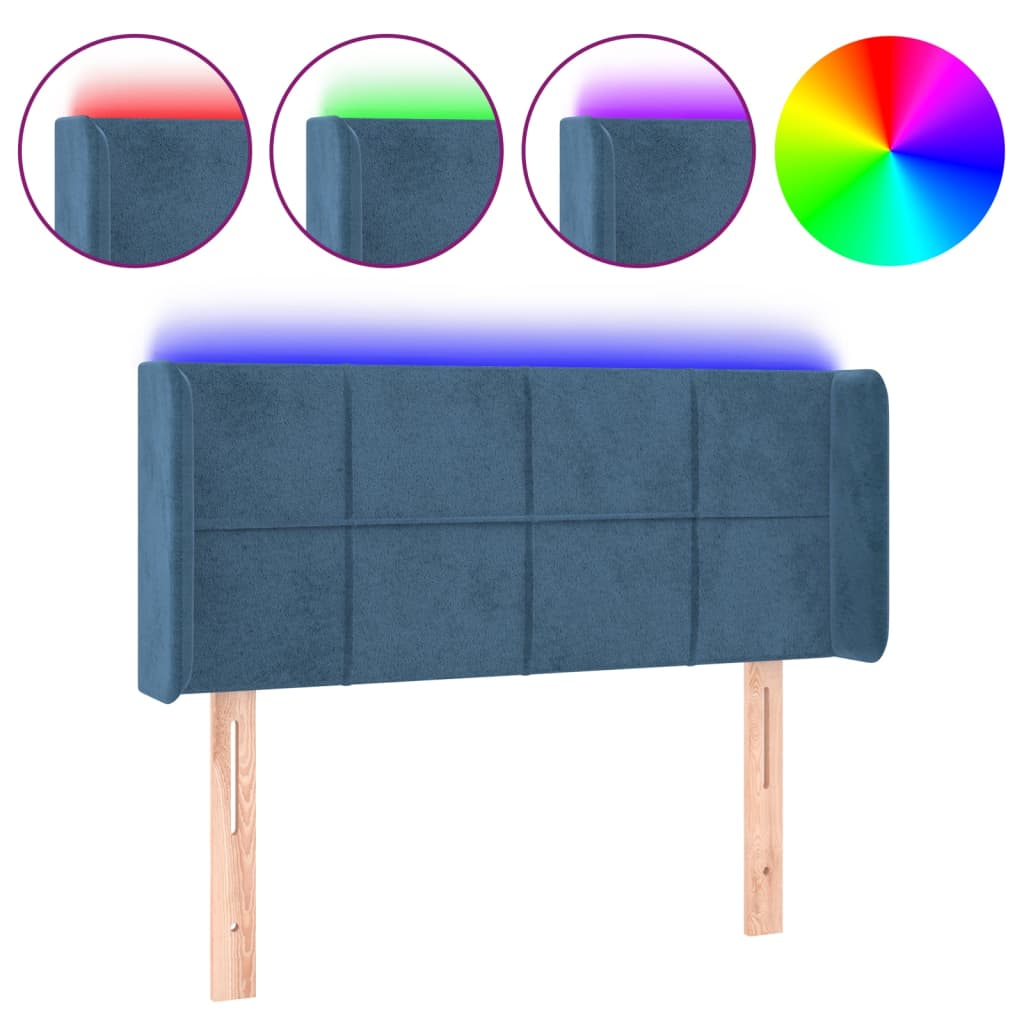 Testiera a LED Blu Scuro 103x16x78/88 cm in Velluto - homemem39