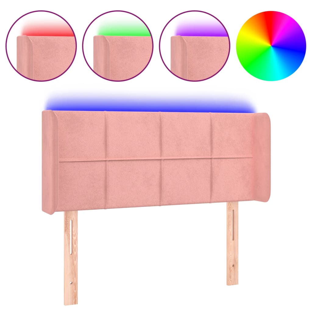 Testiera a LED Rosa 103x16x78/88 cm in Velluto - homemem39