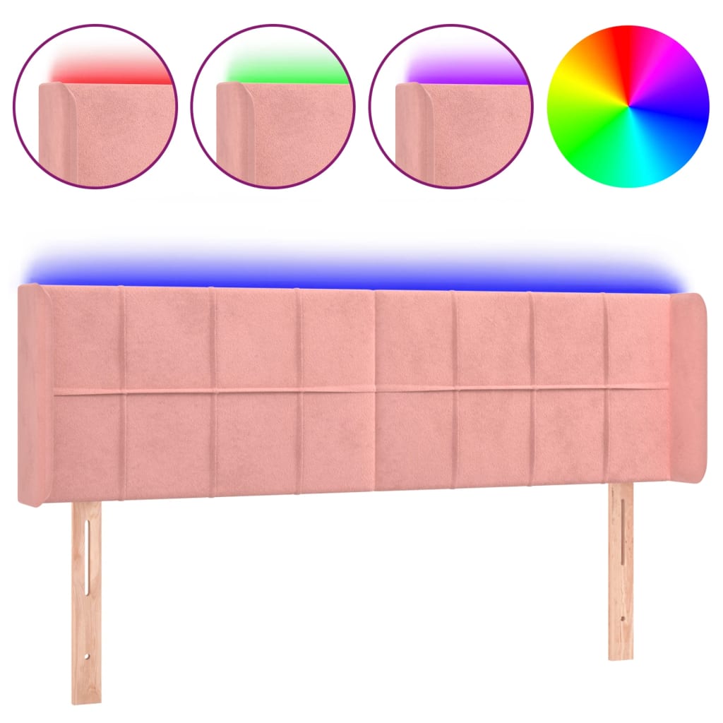 Testiera a LED Rosa 147x16x78/88 cm in Velluto - homemem39