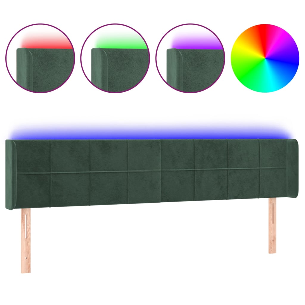 Testiera a LED Verde Scuro 163x16x78/88 cm in Velluto - homemem39