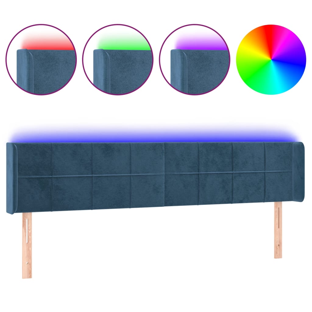 Testiera a LED Blu Scuro 163x16x78/88 cm in Velluto - homemem39
