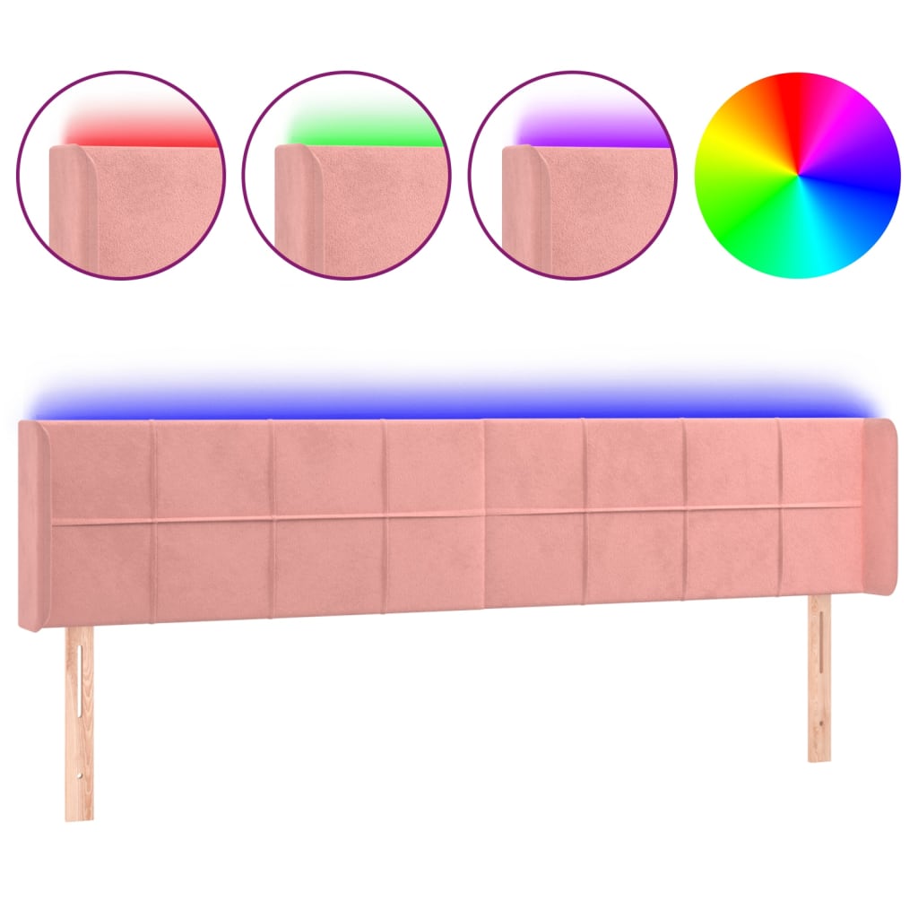 Testiera a LED Rosa 163x16x78/88 cm in Velluto - homemem39