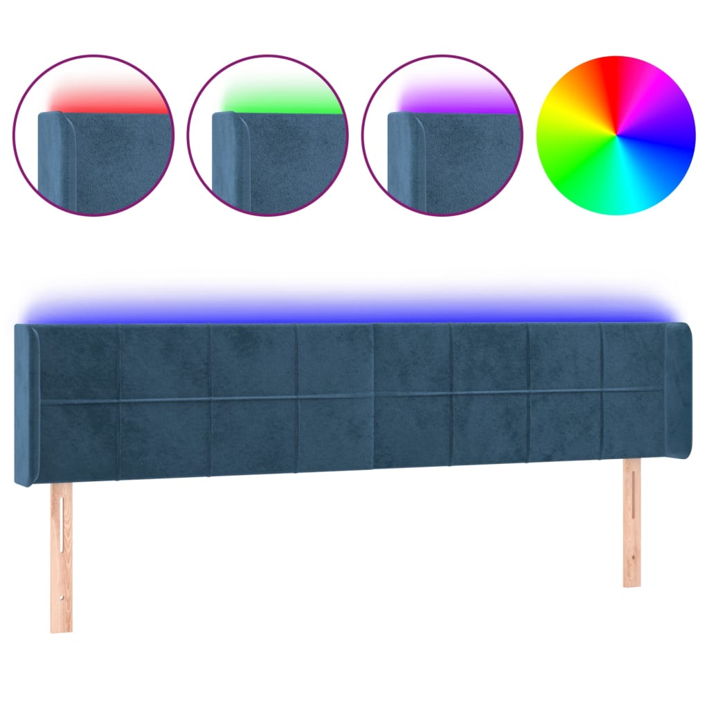 Testiera a LED Blu Scuro 203x16x78/88 cm in Velluto - homemem39