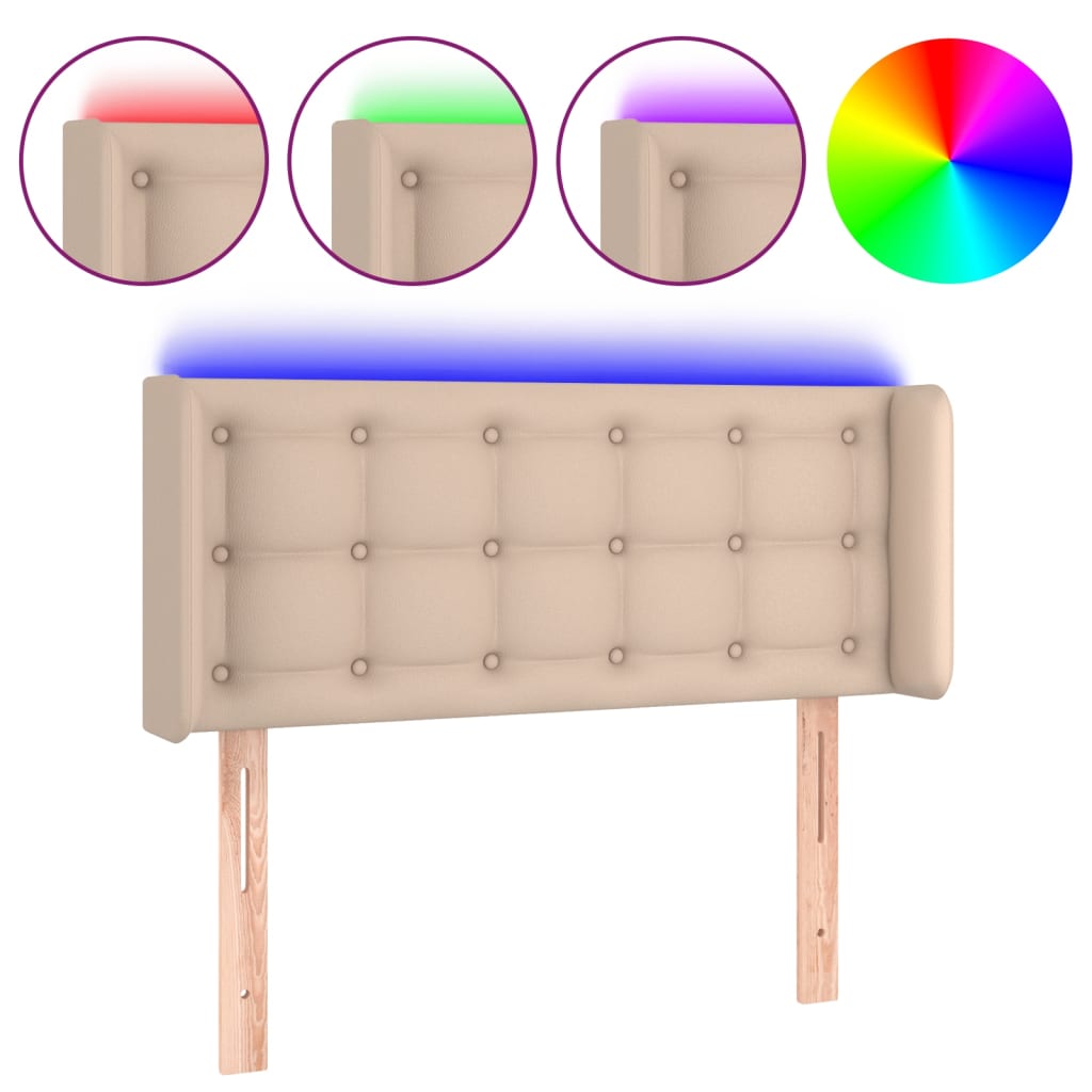 Testiera Cappuccino a LED 83x16x78/88 cm in Similpelle - homemem39