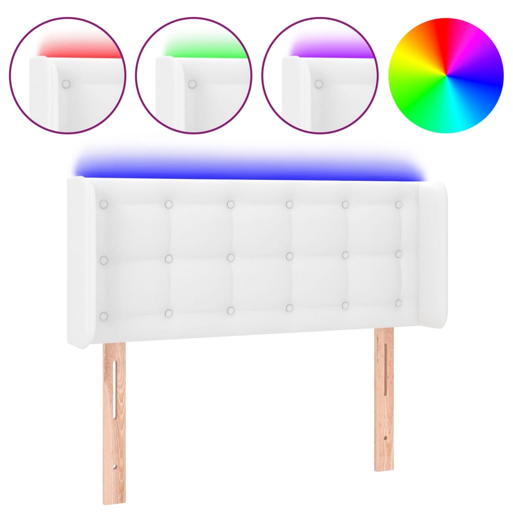 Testiera a LED Bianca 93x16x78/88 cm in Similpelle - homemem39