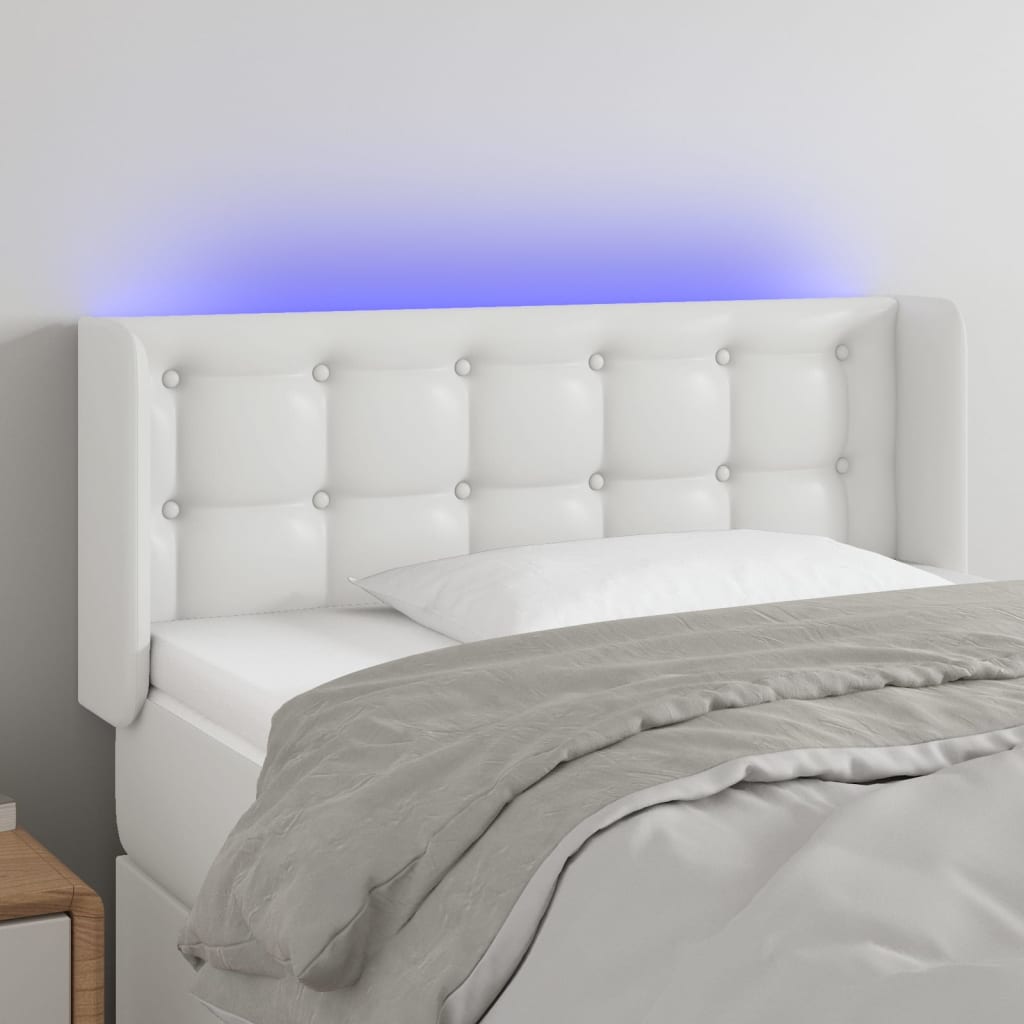 Testiera a LED Bianca 93x16x78/88 cm in Similpelle - homemem39