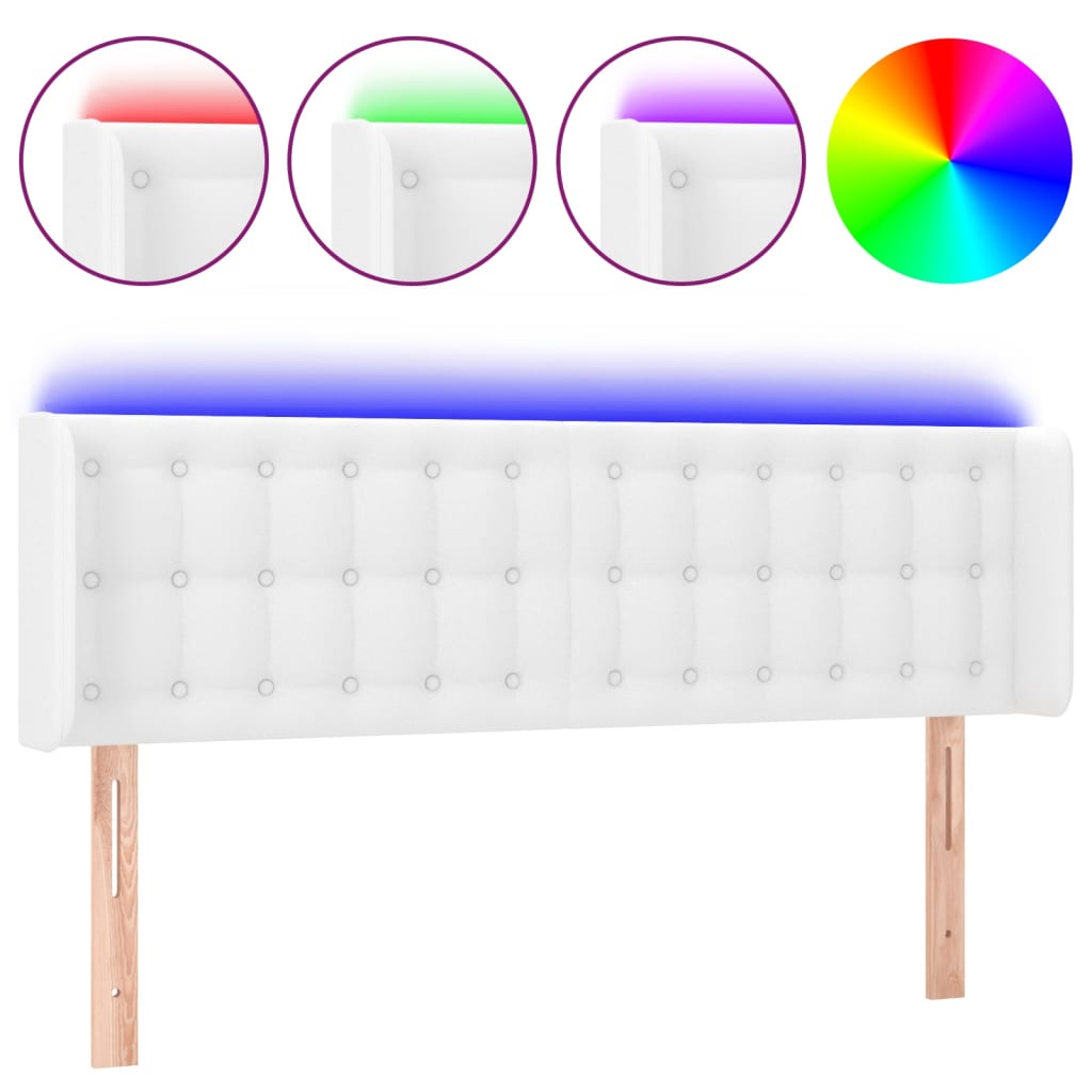 Testiera a LED Bianca 147x16x78/88 cm in Similpelle - homemem39