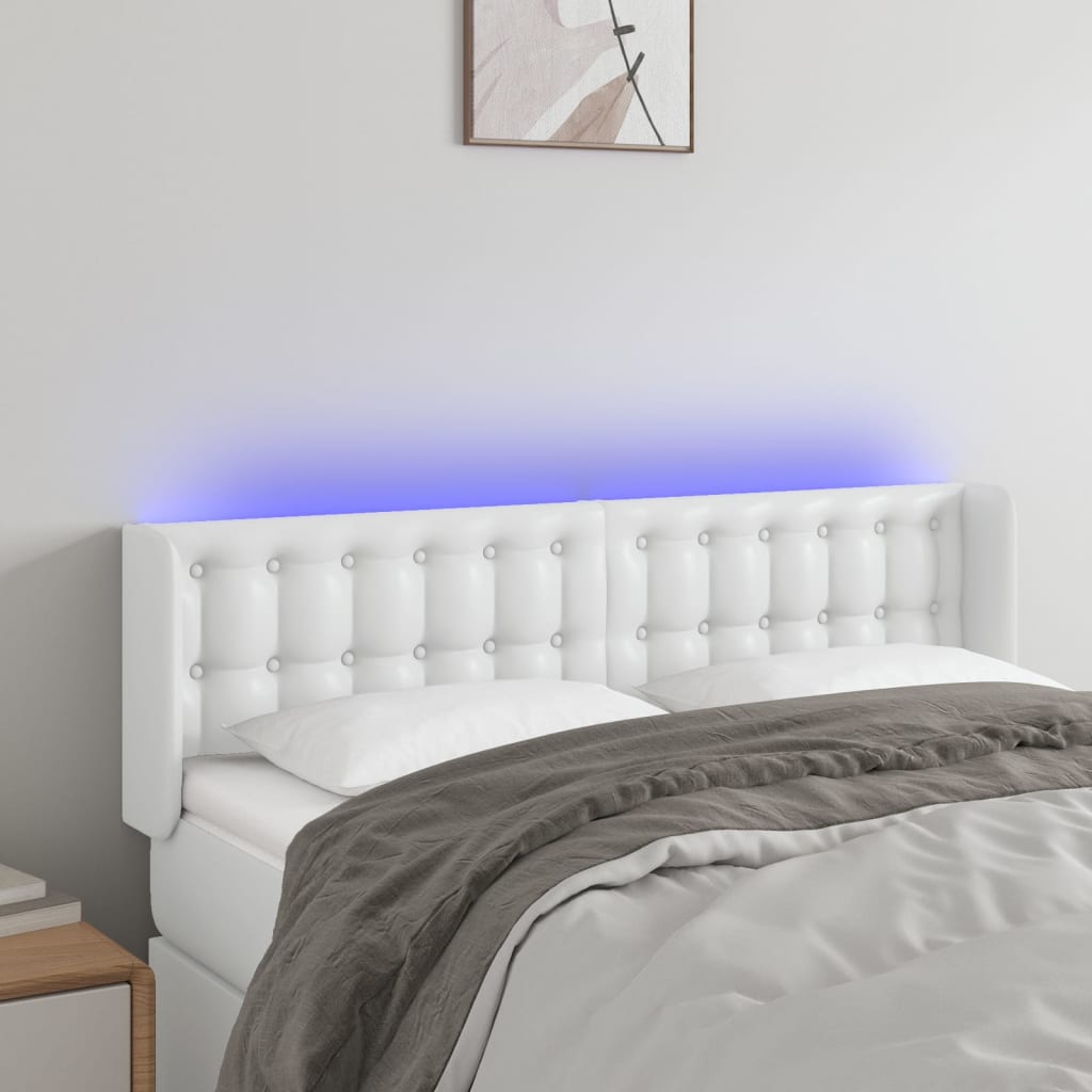 Testiera a LED Bianca 147x16x78/88 cm in Similpelle - homemem39