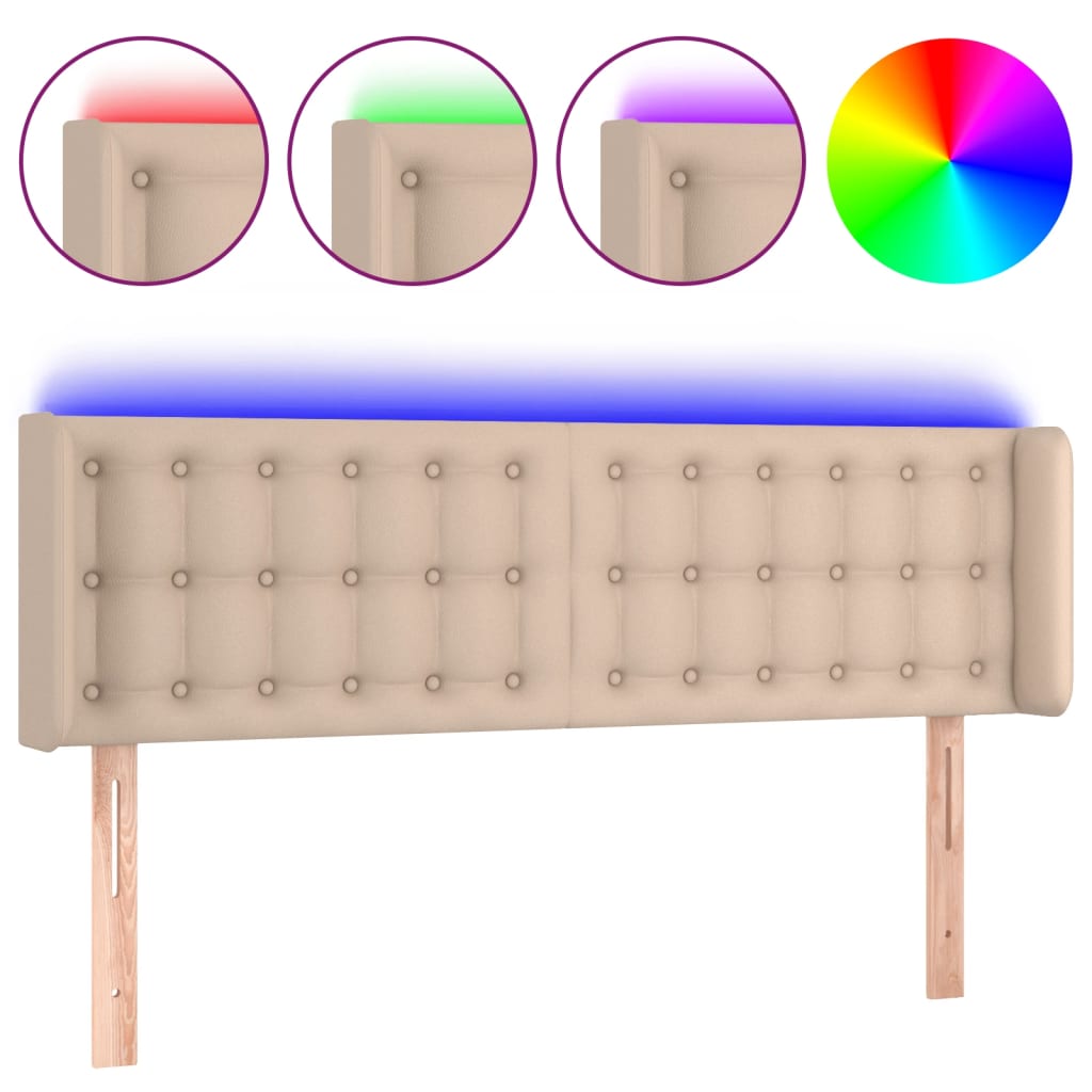 Testiera Cappuccino a LED 147x16x78/88 cm in Similpelle - homemem39
