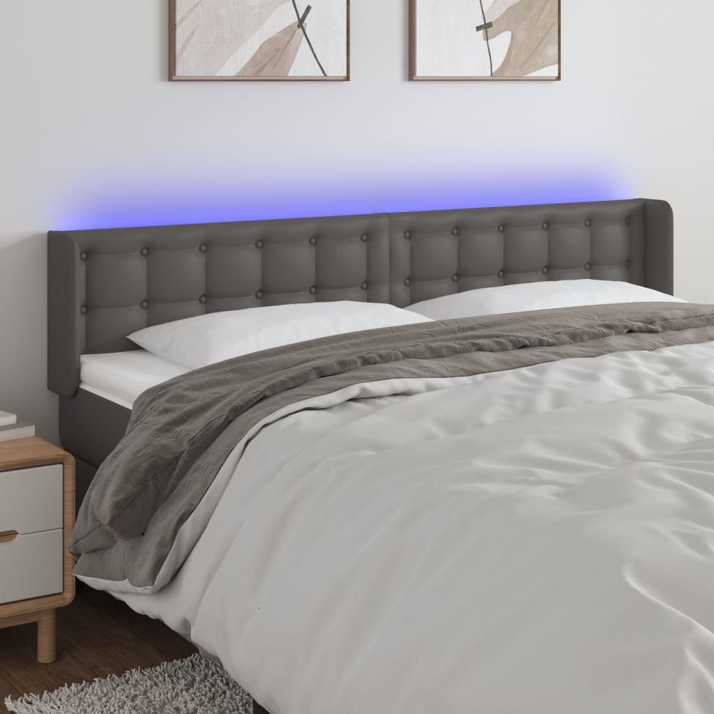 Testiera a LED Grigio 203x16x78/88 cm in Similpelle - homemem39