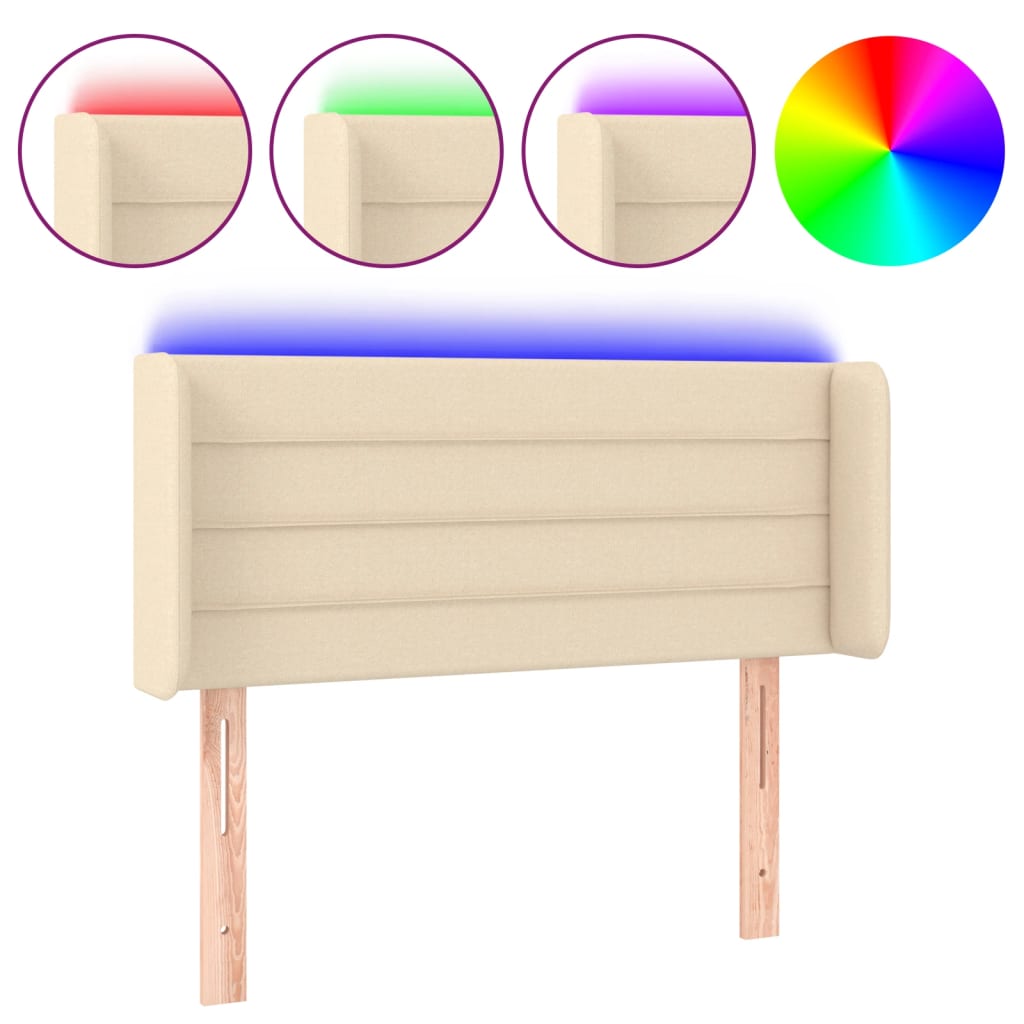 Testiera a LED Crema 93x16x78/88 cm in Tessuto - homemem39