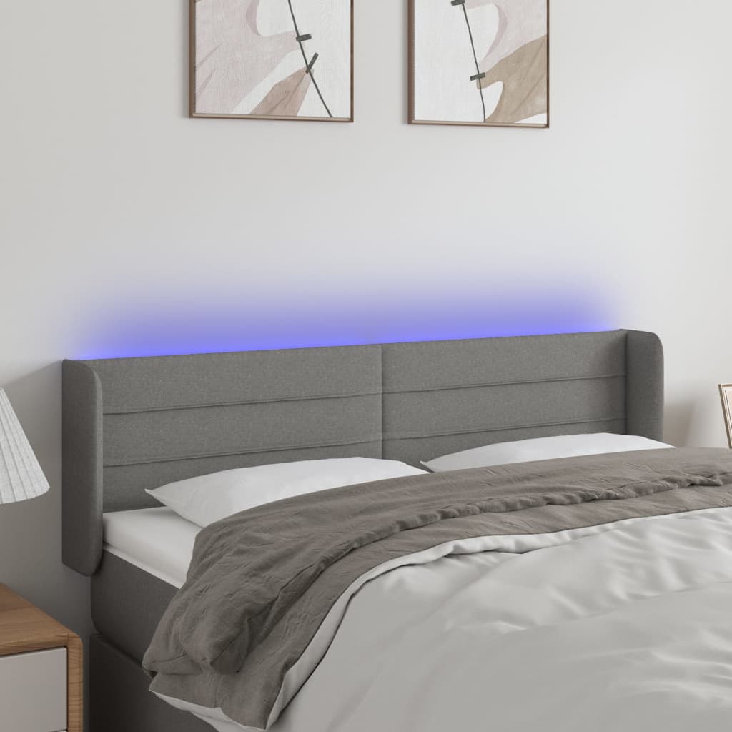 Testiera a LED Grigio Scuro 147x16x78/88 cm in Tessuto - homemem39