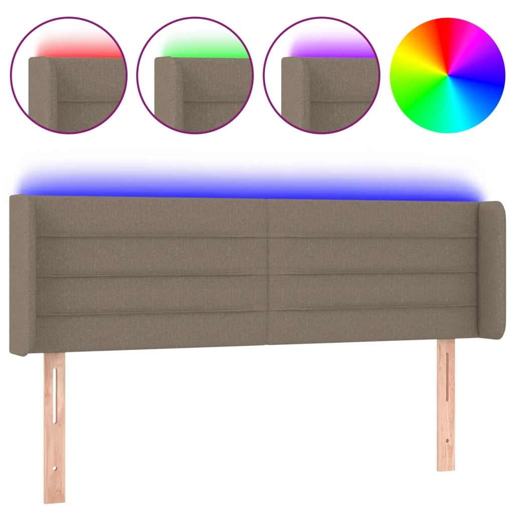 Testiera a LED Tortora 147x16x78/88 cm in Tessuto - homemem39