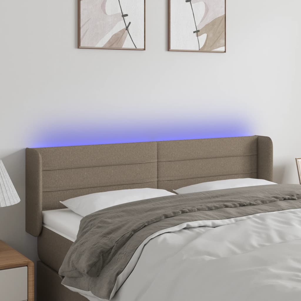 Testiera a LED Tortora 147x16x78/88 cm in Tessuto - homemem39