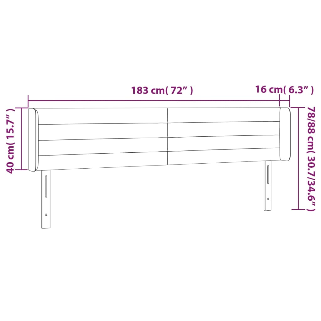 Testiera a LED Grigio Scuro 183x16x78/88 cm in Tessuto - homemem39