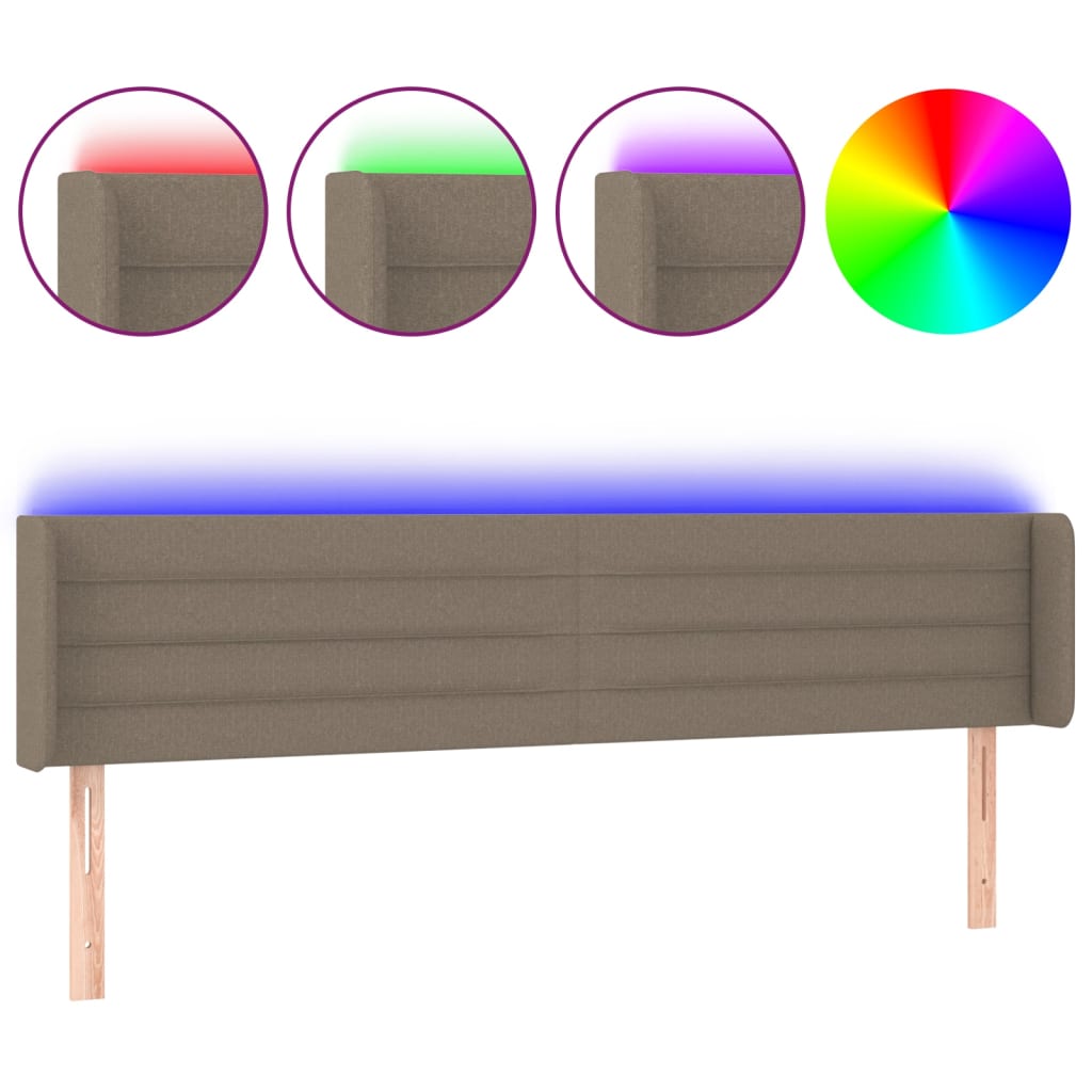 Testiera a LED Tortora 183x16x78/88 cm in Tessuto - homemem39