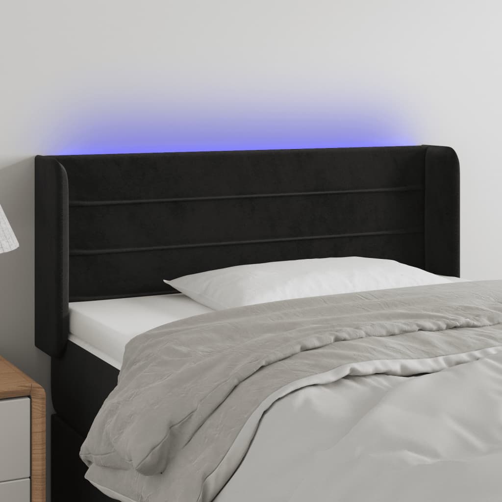 Testiera a LED Nera 83x16x78/88 cm in Velluto - homemem39