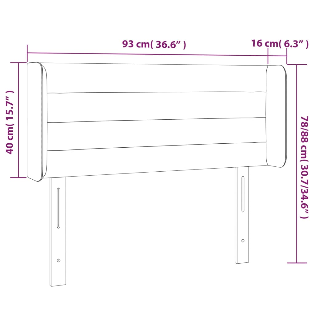 Testiera a LED Nera 93x16x78/88 cm in Velluto - homemem39