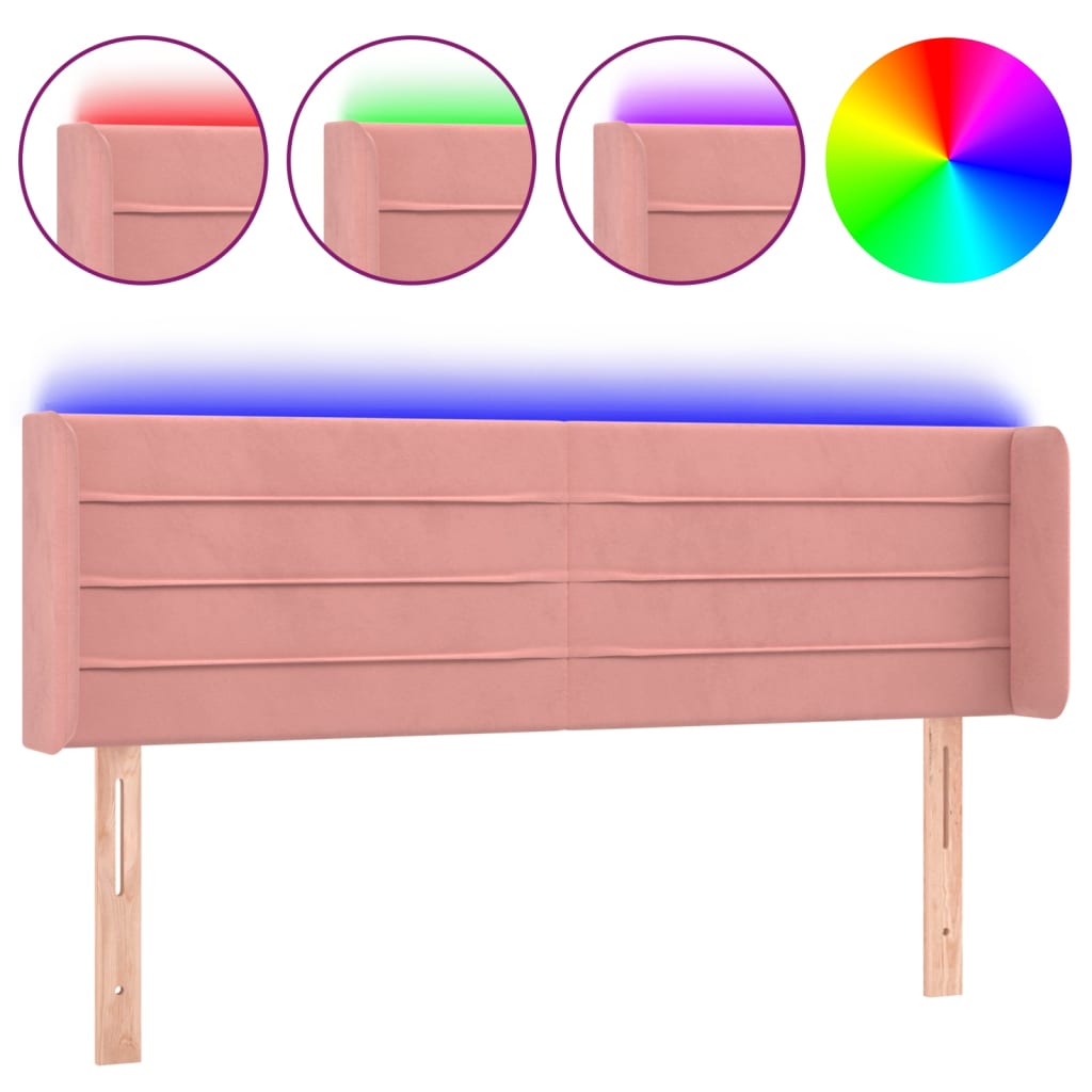 Testiera a LED Rosa 147x16x78/88 cm in Velluto - homemem39