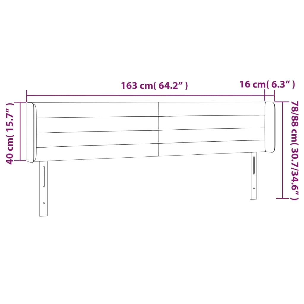 Testiera a LED Nera 163x16x78/88 cm in Velluto - homemem39