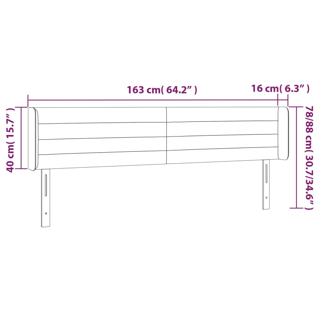 Testiera a LED Blu Scuro 163x16x78/88 cm in Velluto - homemem39