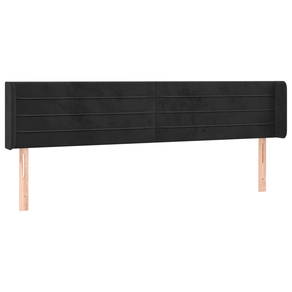 Testiera a LED Nera 183x16x78/88 cm in Velluto - homemem39