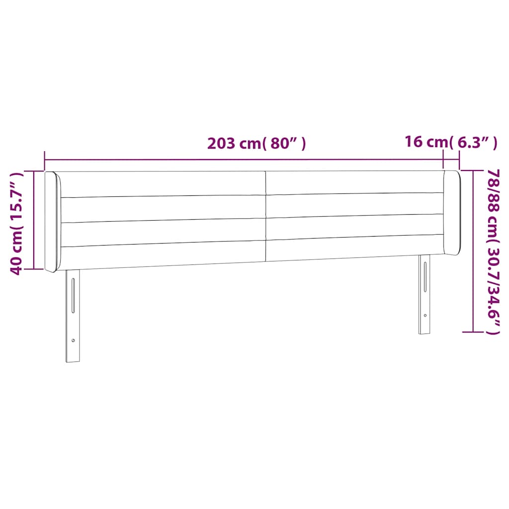 Testiera a LED Blu Scuro 203x16x78/88 cm in Velluto | homemem39