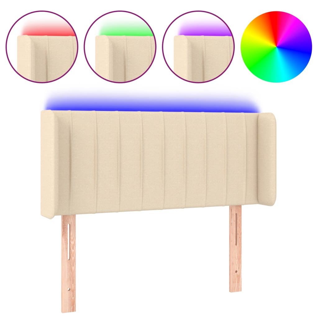 Testiera a LED Crema 103x16x78/88 cm in Tessuto - homemem39