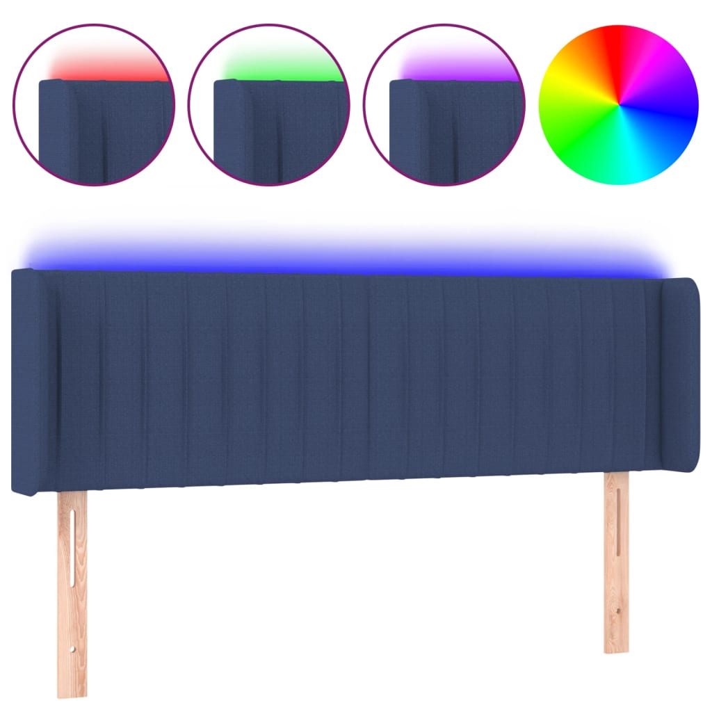 Testiera a LED Blu 147x16x78/88 cm in Tessuto - homemem39