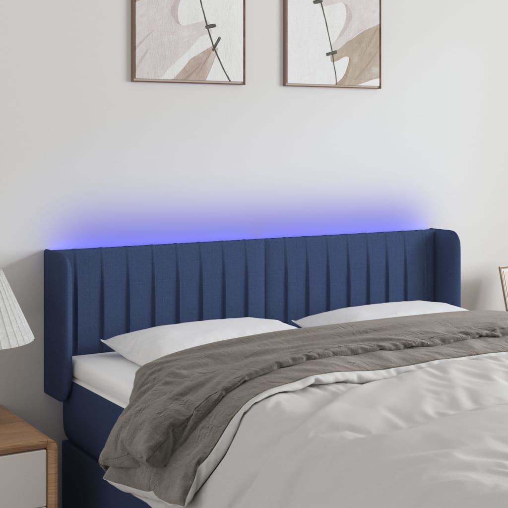 Testiera a LED Blu 147x16x78/88 cm in Tessuto - homemem39