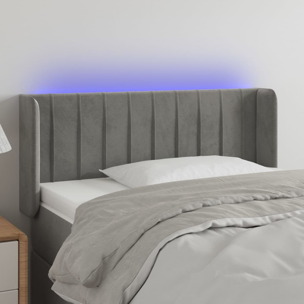 Testiera a LED Grigio Chiaro 83x16x78/88 cm in Velluto - homemem39