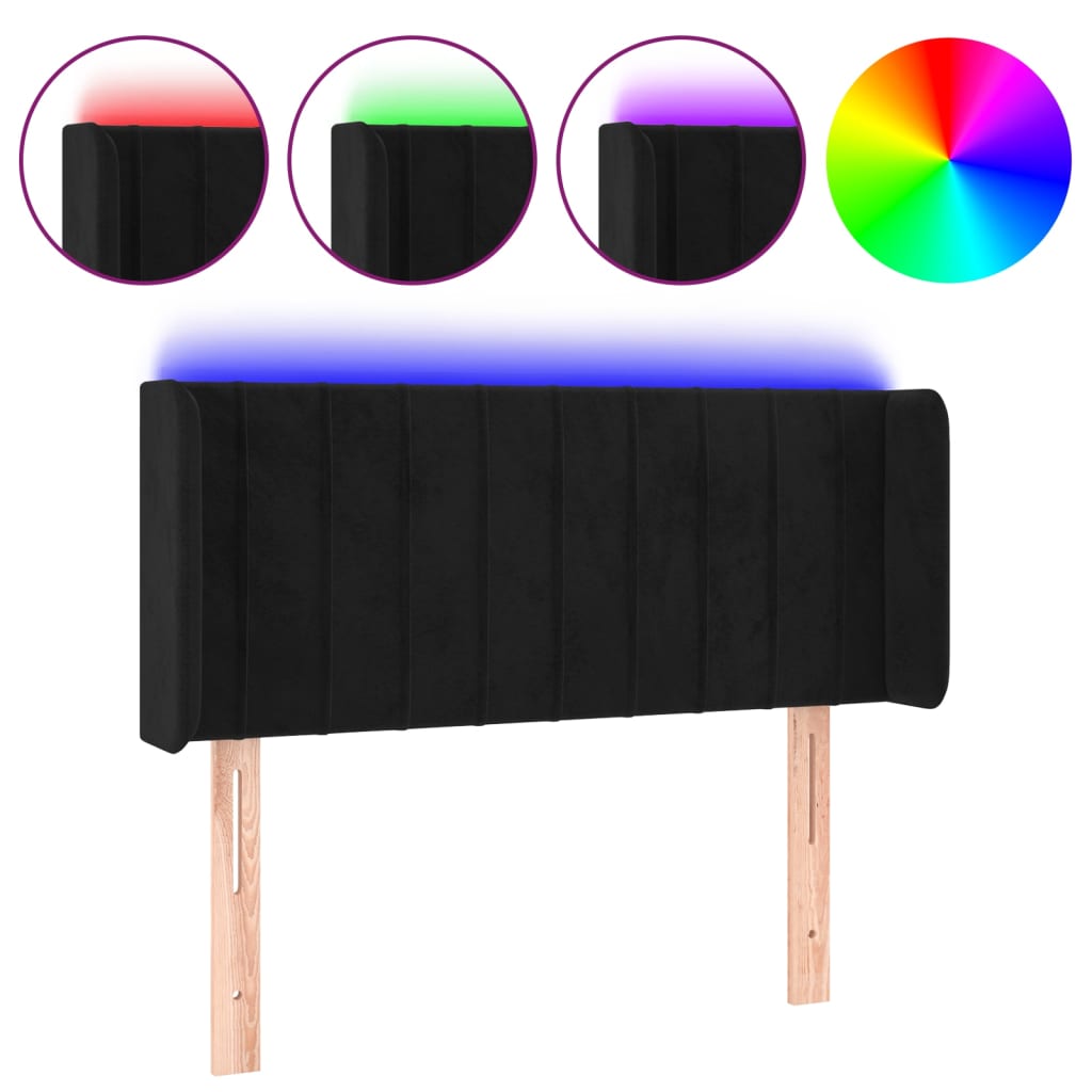 Testiera a LED Nera 83x16x78/88 cm in Velluto - homemem39