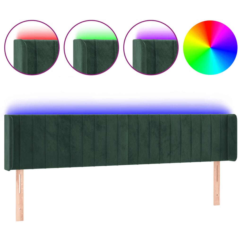 Testiera a LED Verde Scuro 163x16x78/88 cm in Velluto - homemem39