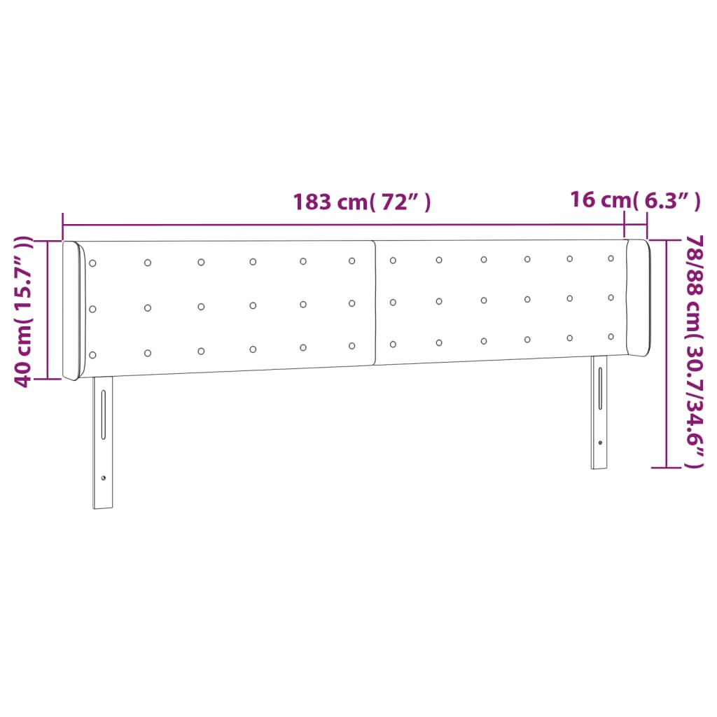 Testiera a LED Nera 183x16x78/88 cm in Tessuto | homemem39
