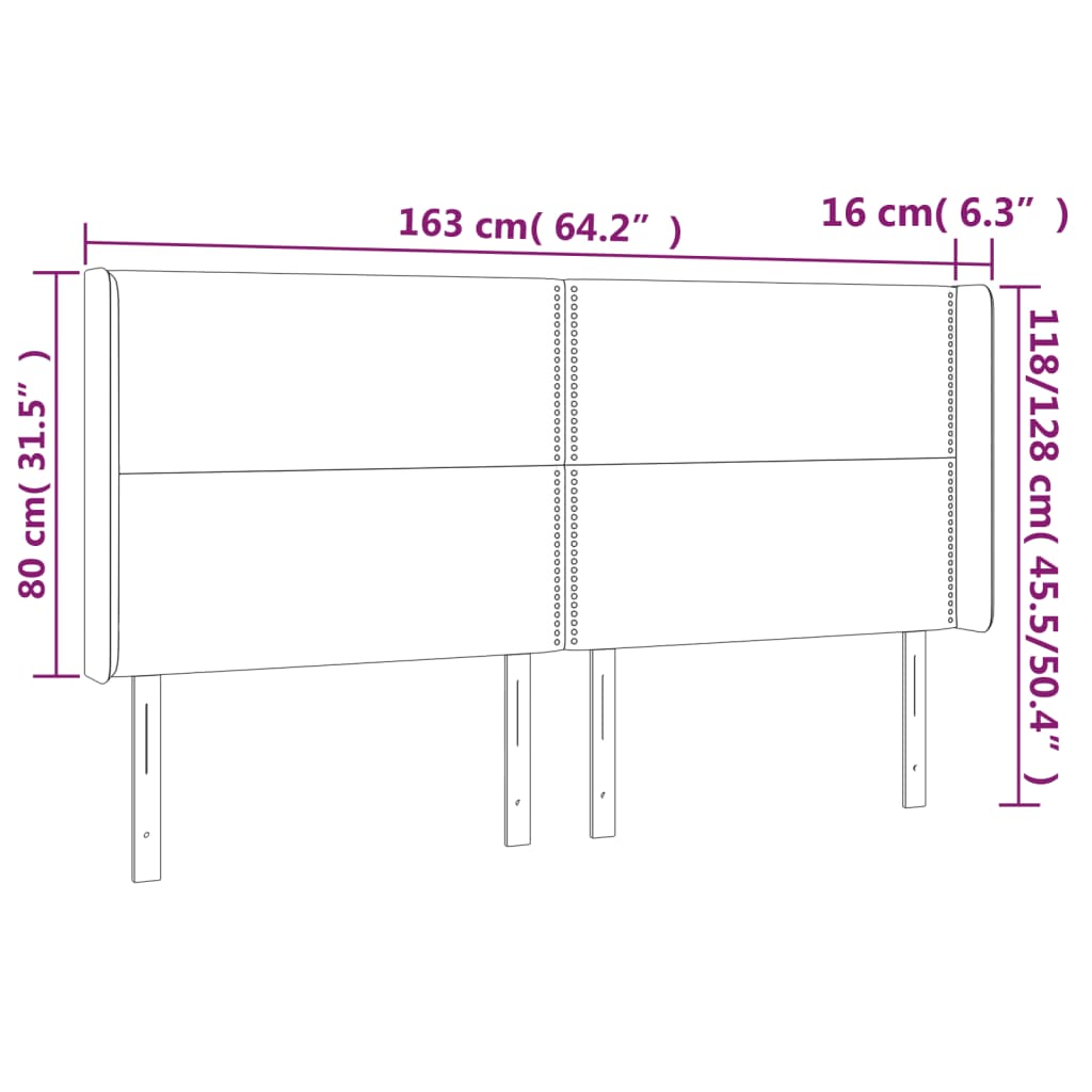 Testiera a LED rosa 163x16x118/128 cm in Velluto | homemem39