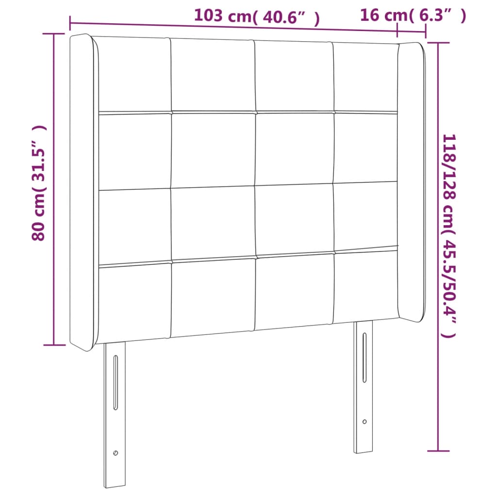 Testiera a LED Marrone Scuro 103x16x118/128 cm in Tessuto | homemem39