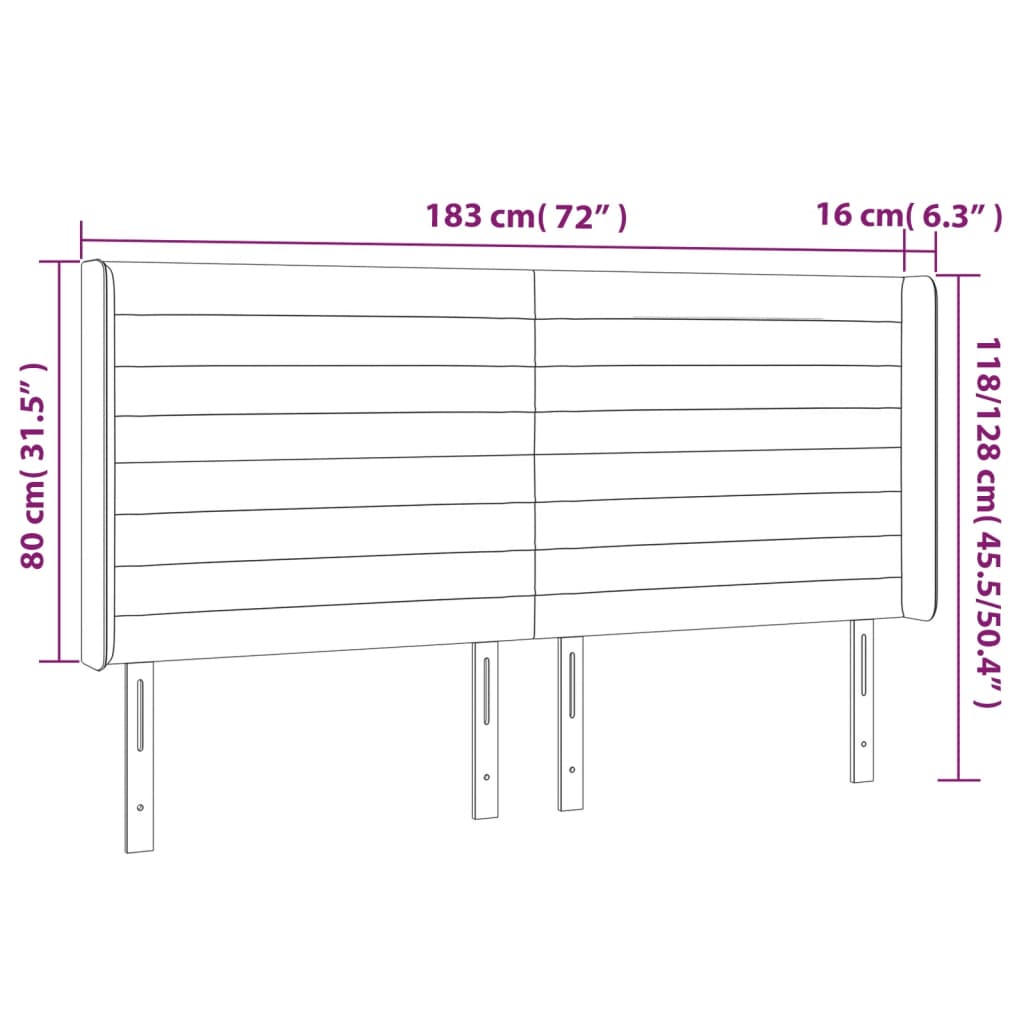 Testiera a LED Marrone Scuro 183x16x118/128 cm in Tessuto | homemem39