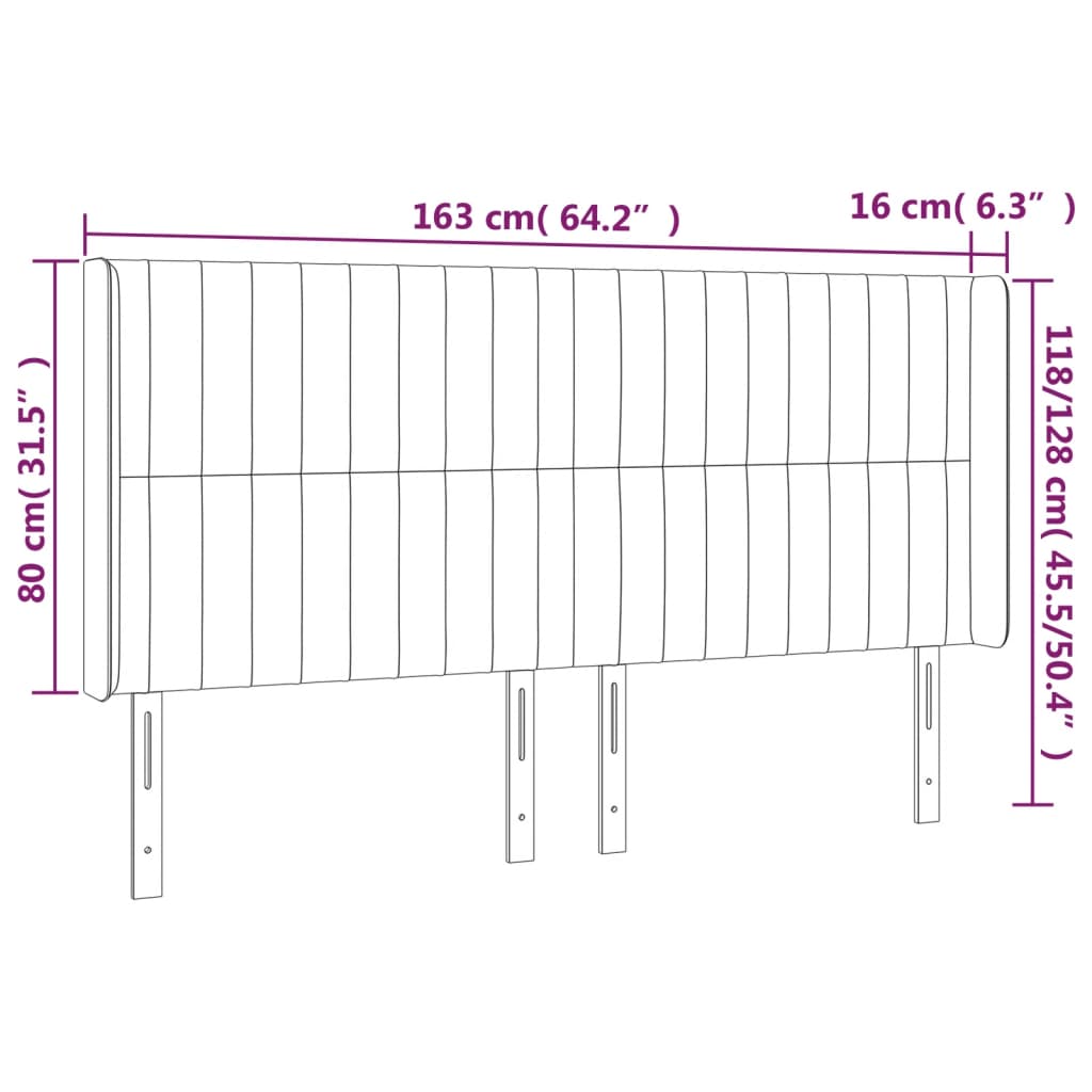 Testiera a LED Marrone Scuro 163x16x118/128 cm in Tessuto | homemem39