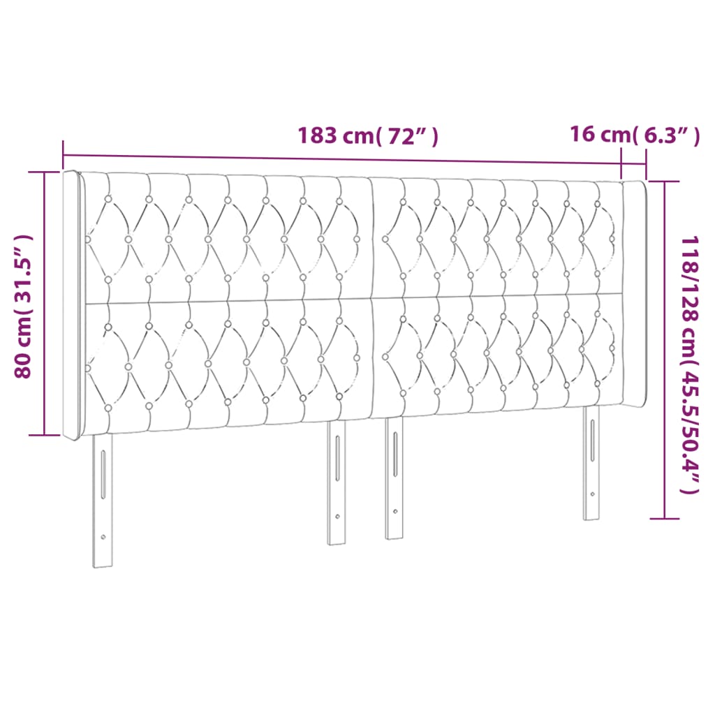 Testiera a LED Marrone Scuro 183x16x118/128 cm in Tessuto | homemem39