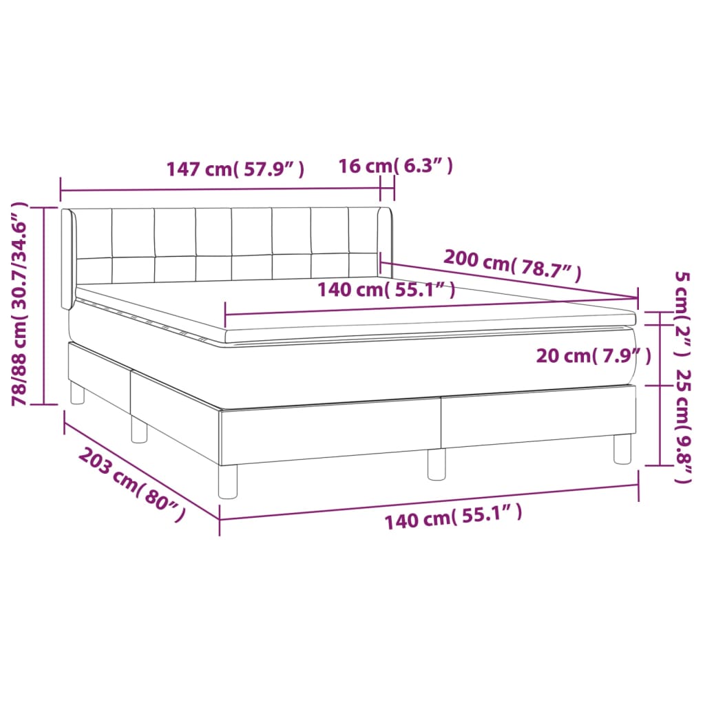 Giroletto a Molle con Materasso Blu 140x200 cm in Tessuto | homemem39